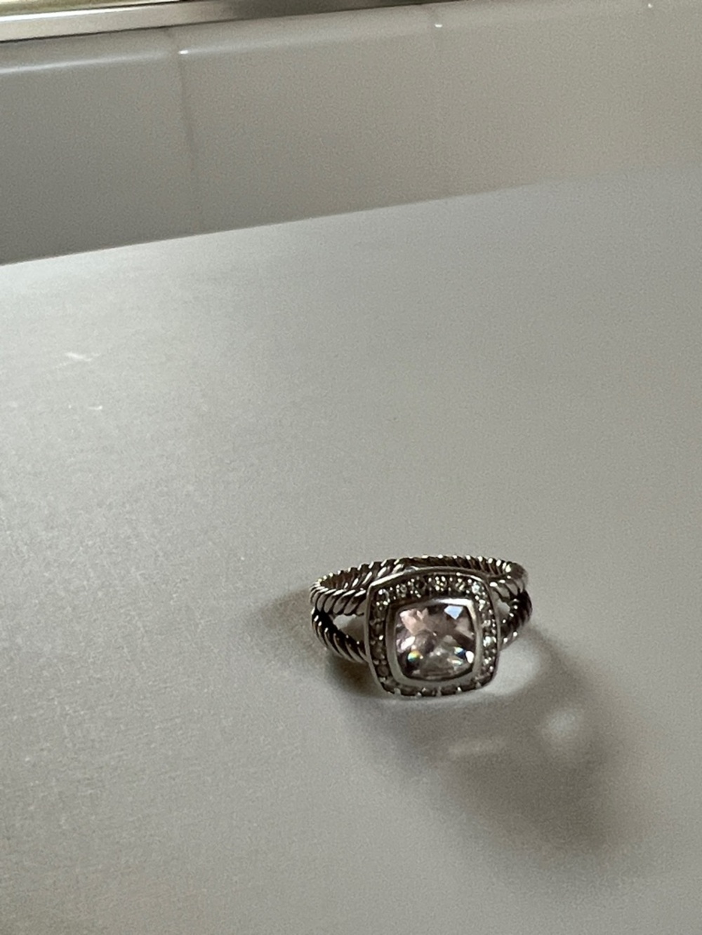 David Yurman Sterling Silver Ring with Pale Pink morganite petite albion - Picture 6 of 12